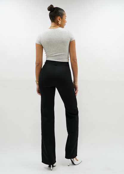 Straight leg pants met pressfold black (tall)