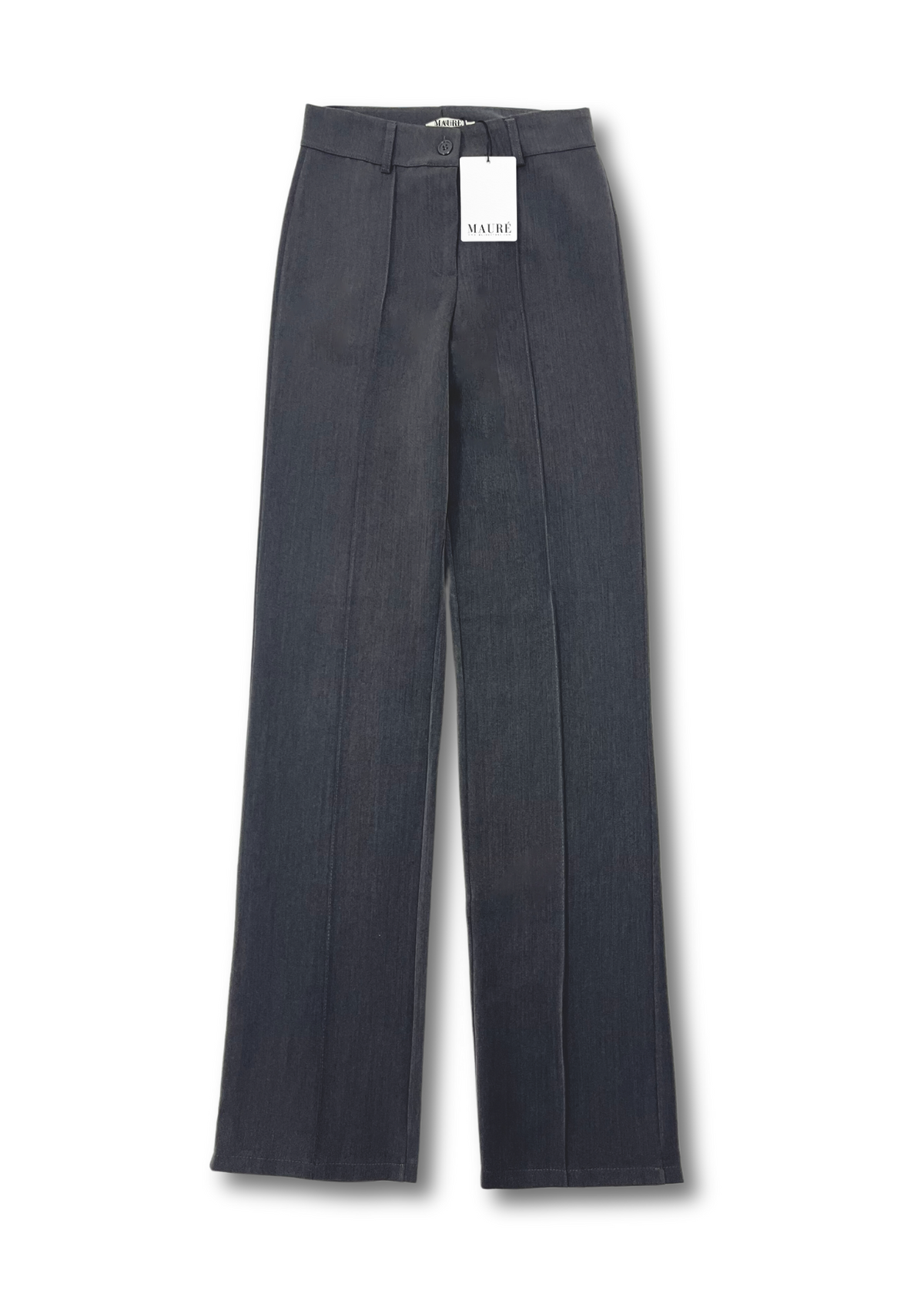 Straight leg pants met pressfold dark washed grey (tall)