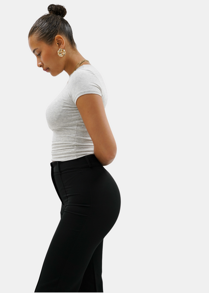 Straight leg pants met pressfold black (tall)