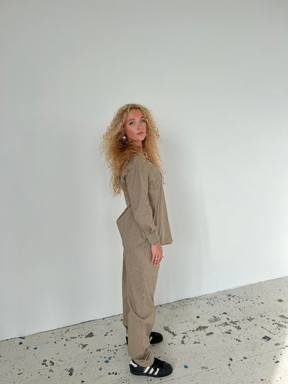 Zuri shirt with stripes - Khaki/beige