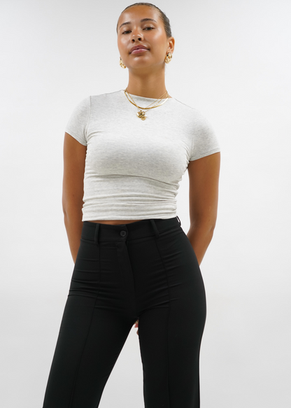 Straight leg pants met pressfold black (tall)