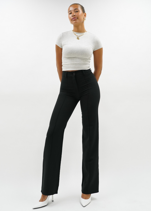 Straight leg pants met pressfold black (tall)
