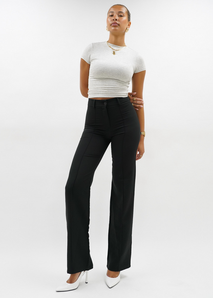 Straight leg pants met pressfold black (tall)