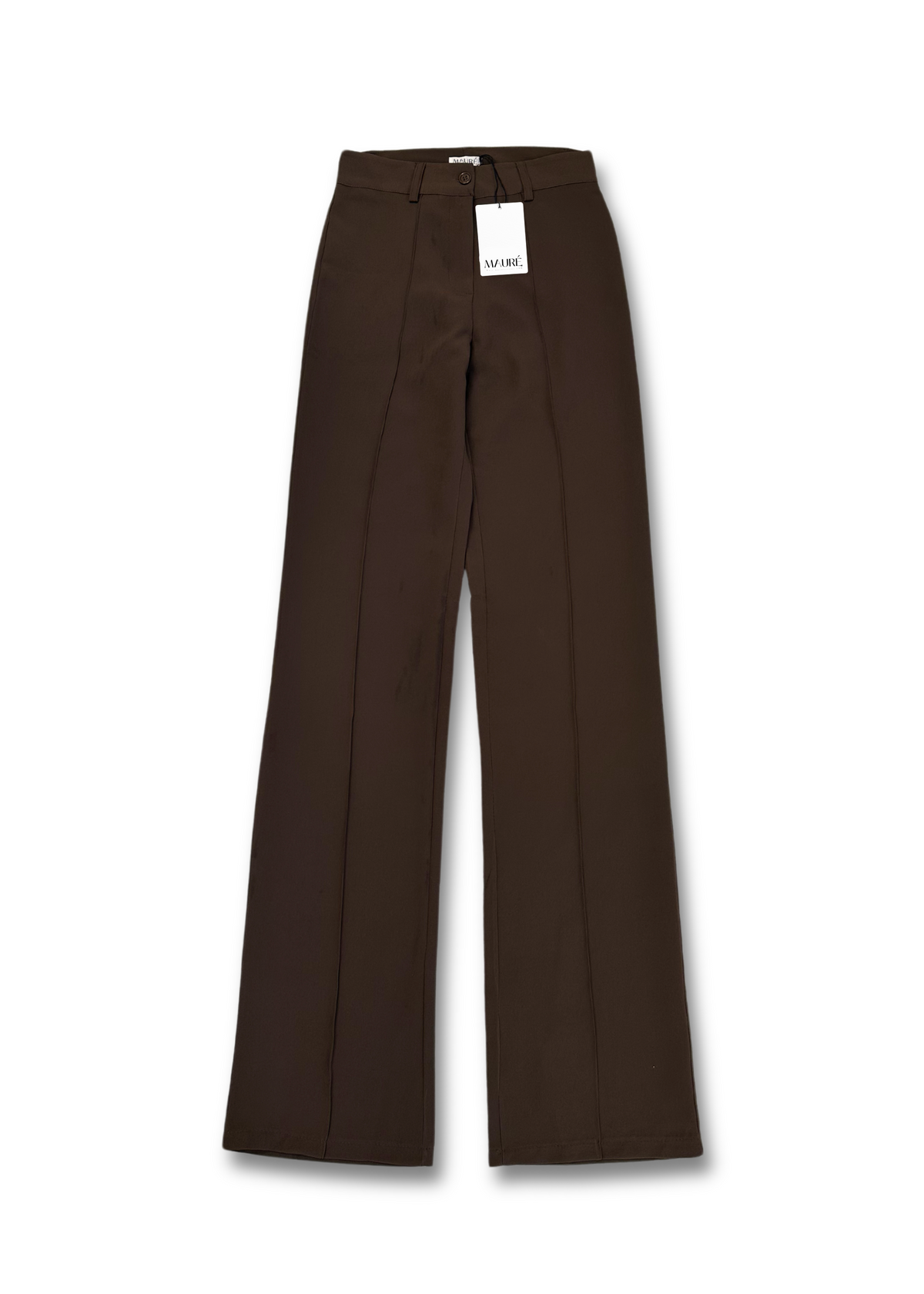 Straight leg pants met pressfold chocolate brown (tall)