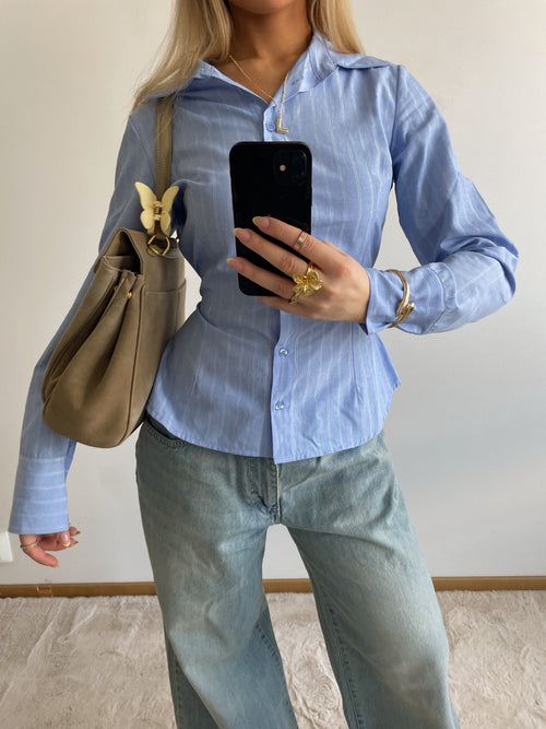 Alberte fitted shirt - Blue/silver stripes