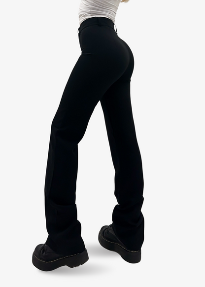 Straight leg pants met pressfold black (tall)