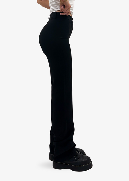 Straight leg pants met pressfold black (tall)