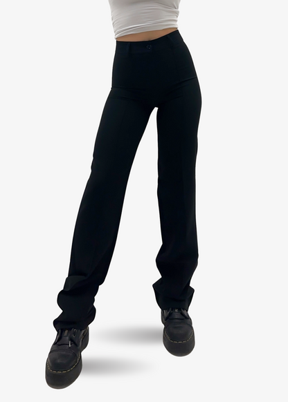 Straight leg pants met pressfold black (tall)