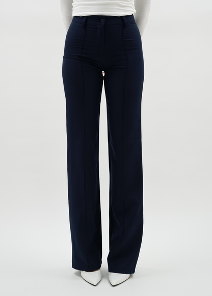 Straight leg pants met pressfold night blue (tall)