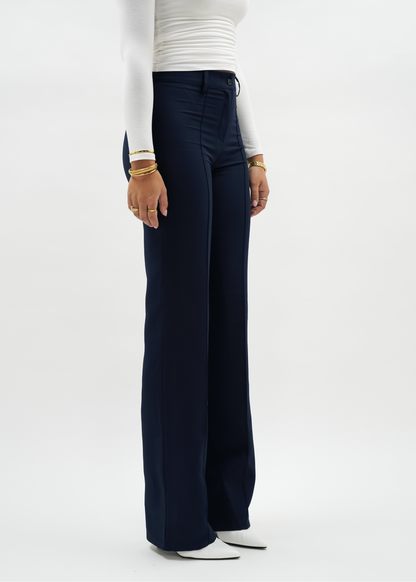Straight leg pants met pressfold night blue (tall)