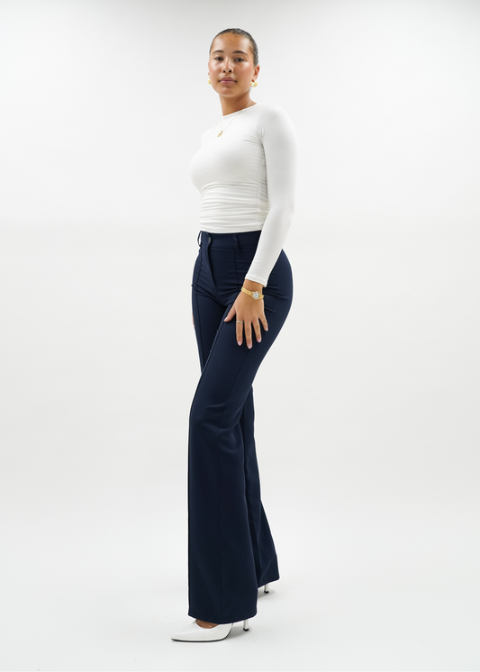 Straight leg pants met pressfold night blue (tall)