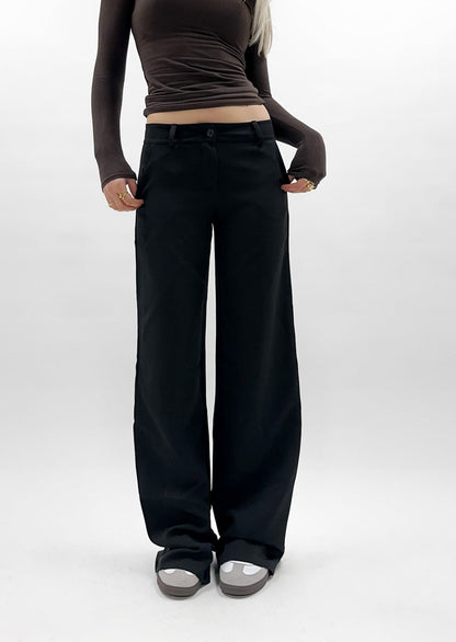 Low/mid waist pants casual black (regular)