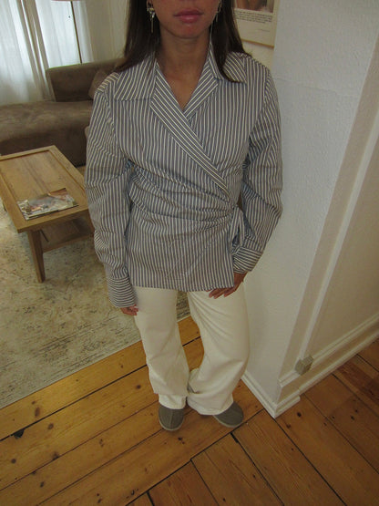 Milay shirt with tie detail - Grey/white