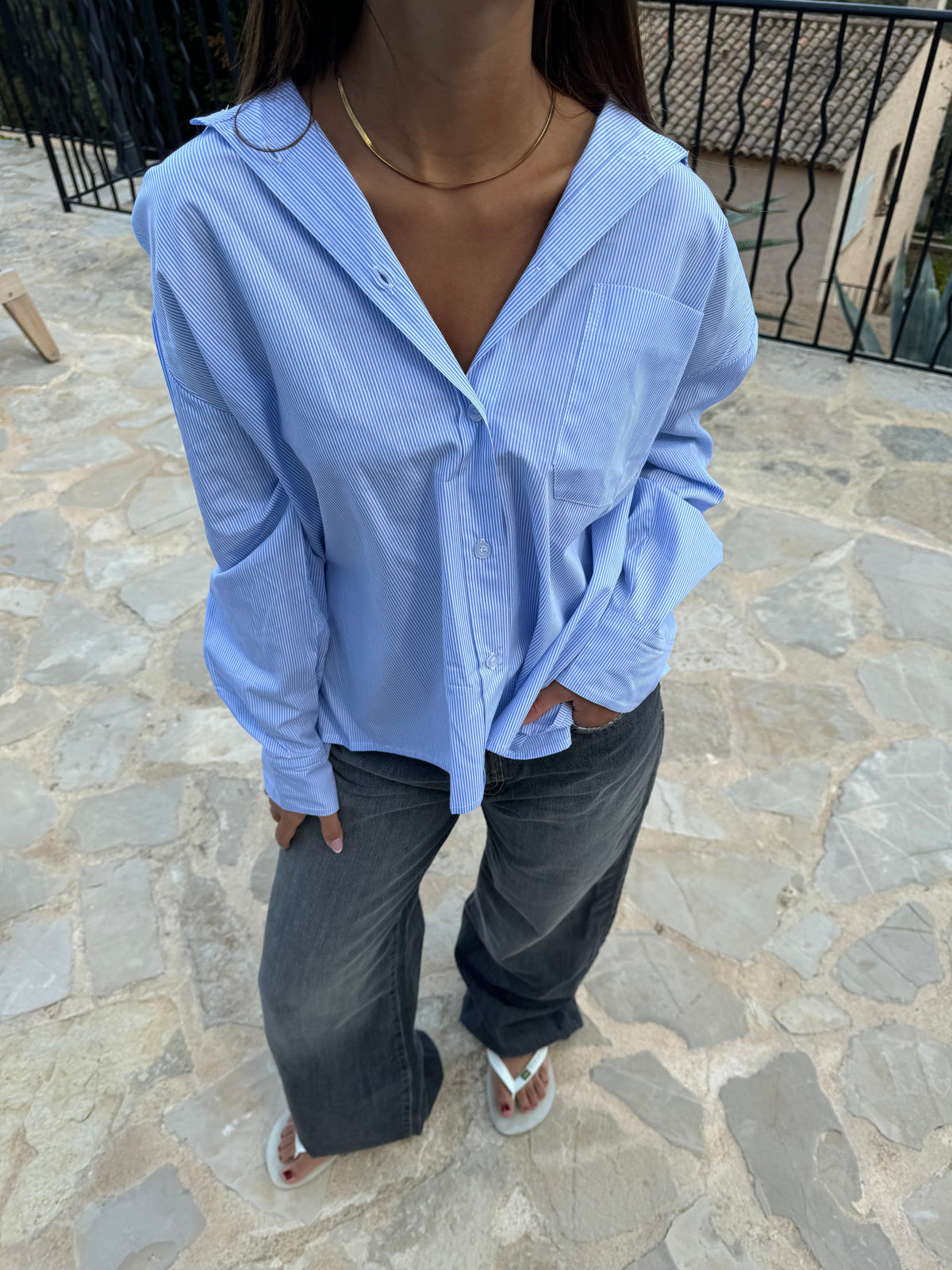 Kendall button shirt with stripes - Blue/white