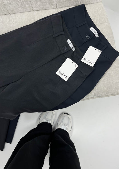 Straight leg pants met pressfold dark washed grey (tall)
