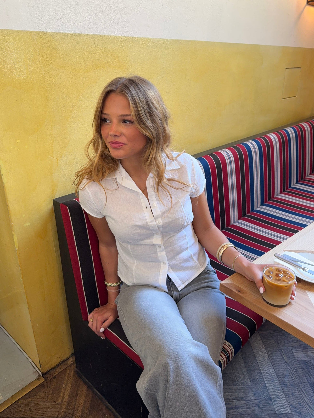 Alsine fitted shirt in linen - White