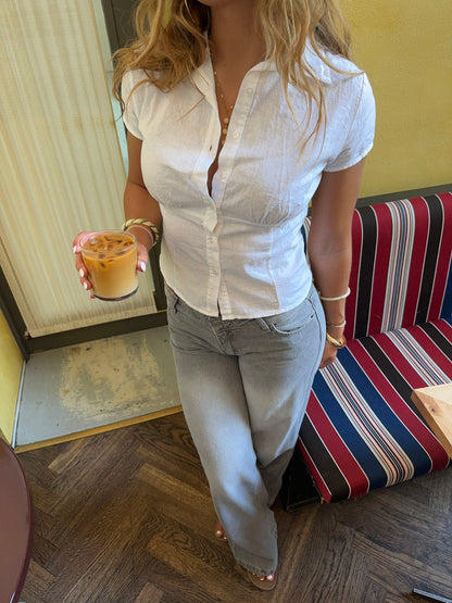 Alsine fitted shirt in linen - White