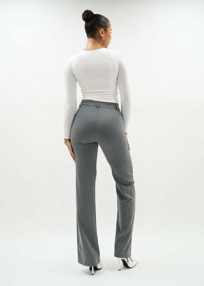 Straight leg pants met pressfold light washed grey (tall)