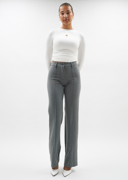Straight leg pants met pressfold light washed grey (tall)