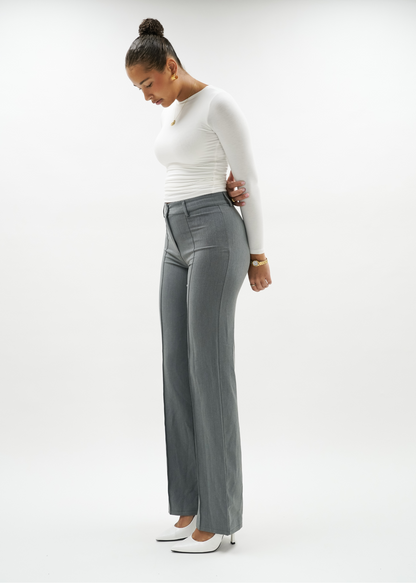 Straight leg pants met pressfold light washed grey (tall)