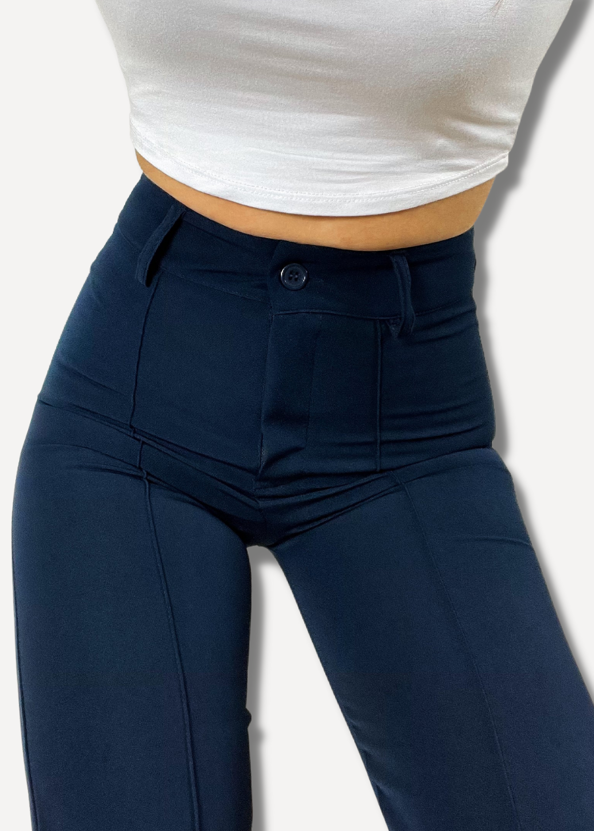 Straight leg pants met pressfold night blue (tall)