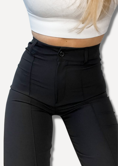 Straight leg pants met pressfold black (tall)