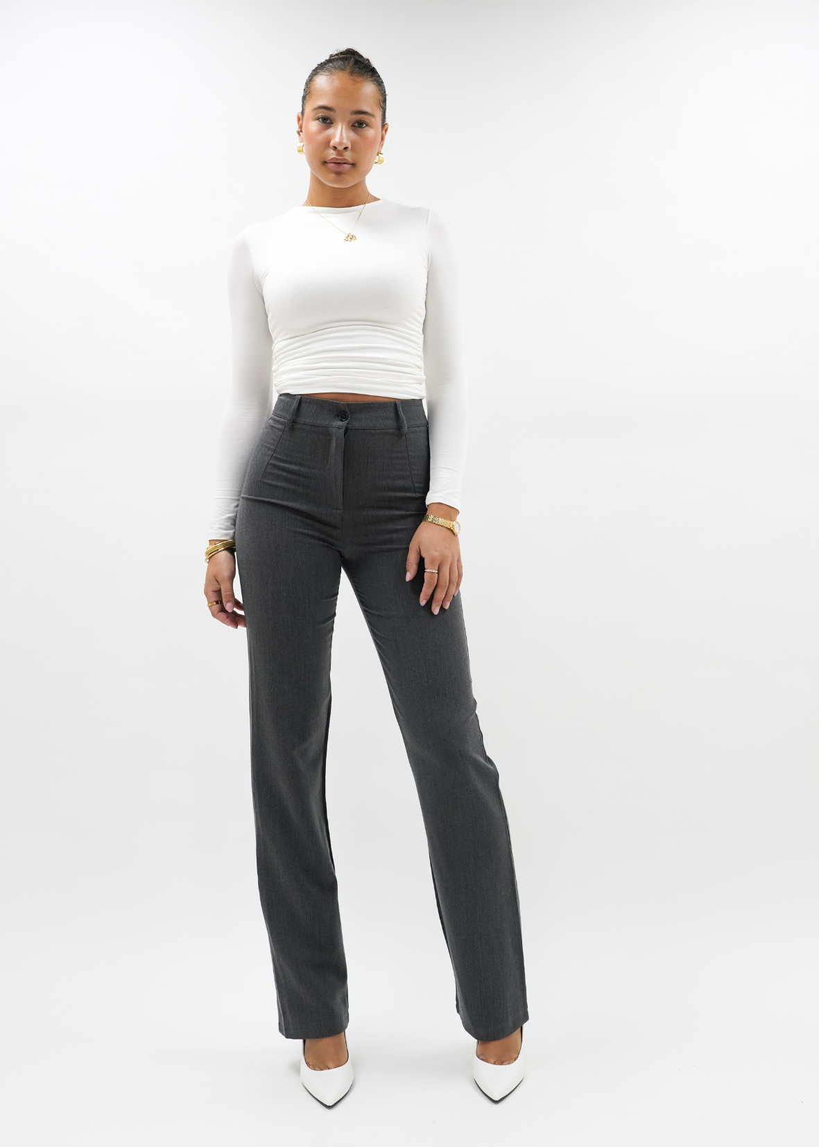 Straight leg pants classic dark washed grey (tall)