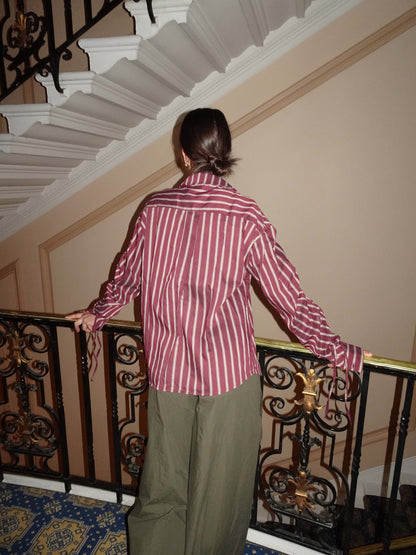 Sabina shirt with stripes - Burgundy/beige