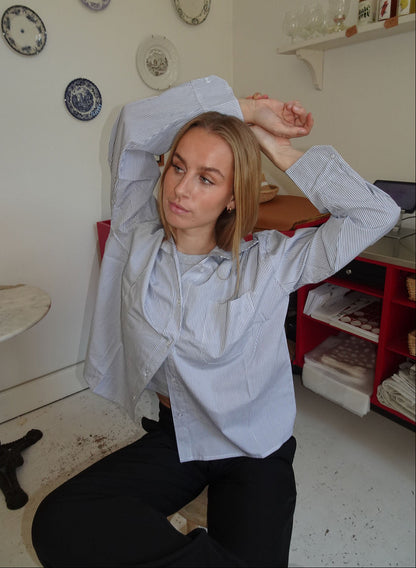 Kendall button shirt with stripes - Light grey/white