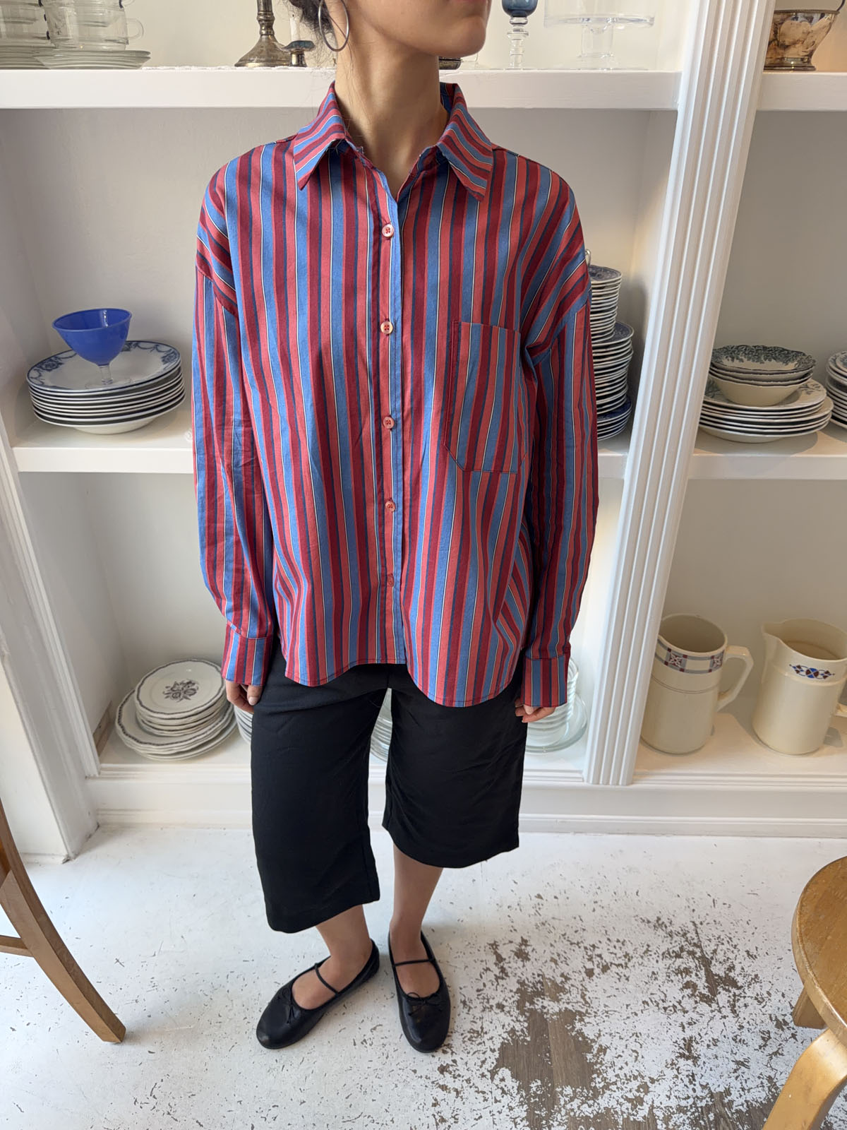 Kendall button shirt with stripes - Pink/blue