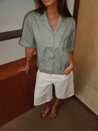 Rejna shirt with checkers – Green/khaki