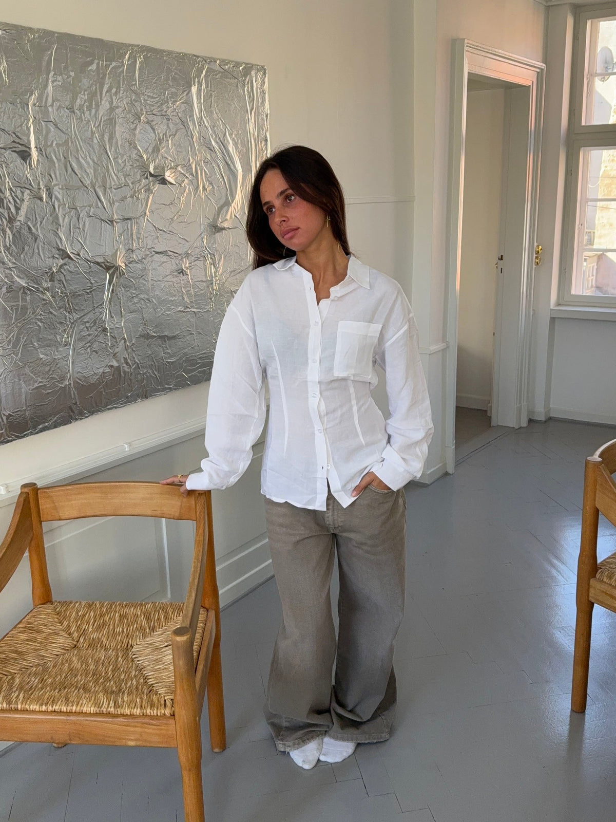 Jannie shirt with open back - White